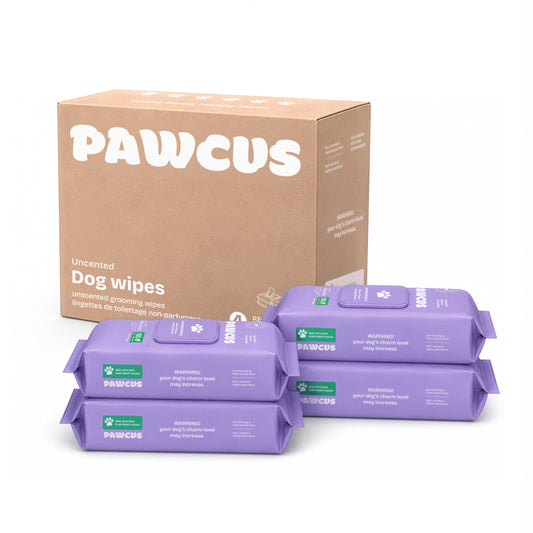 PAWCUS Dog Wipes - 400ct Premium Pack (4 Packs x 100) | 100% Plant-Based Viscose
