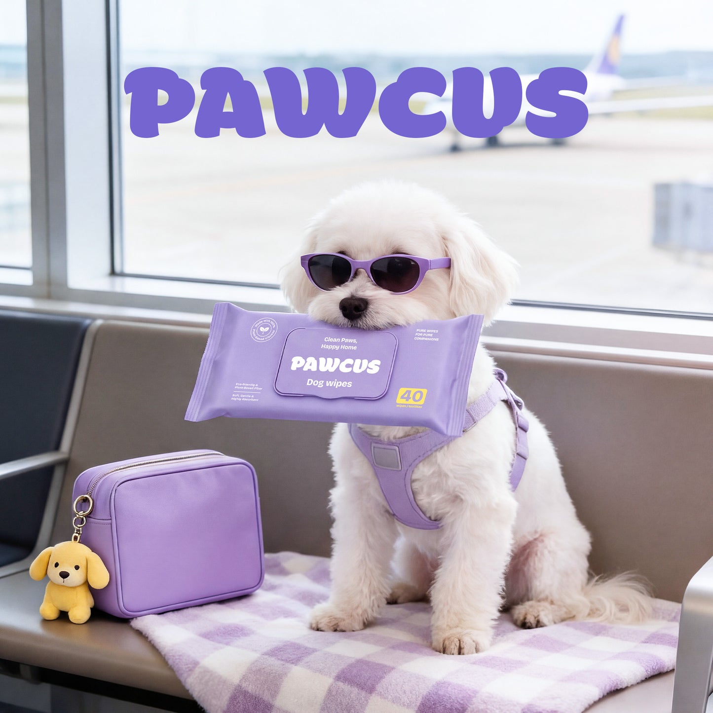 PAWCUS Dog Wipes - 120ct Smart Pack (3 Packs x 40) | 100% Plant-Based Viscose