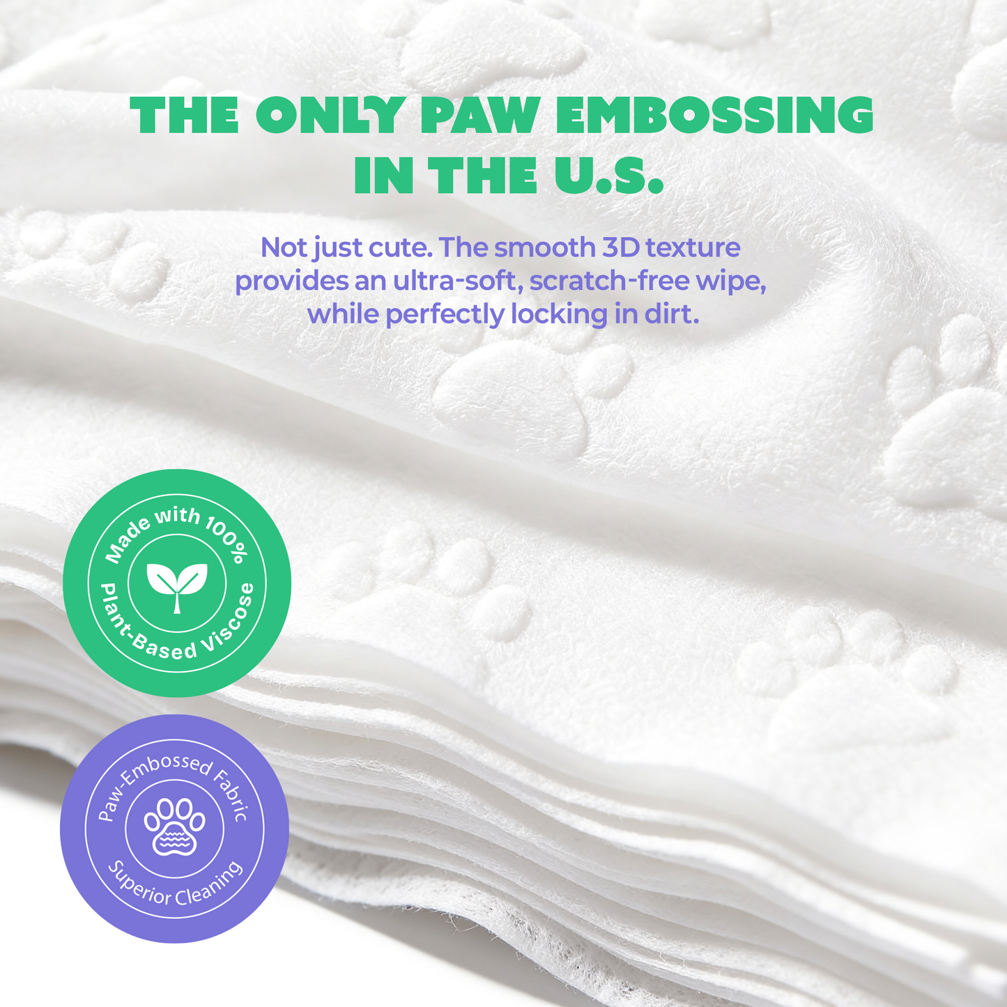 PAWCUS Premium Dog Wipes 40-Pack Single | 100% Plant-Based Viscose